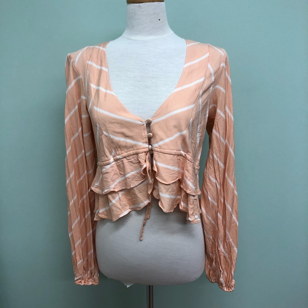Free People | Women's Cropped Blouse | Peach | Size Small